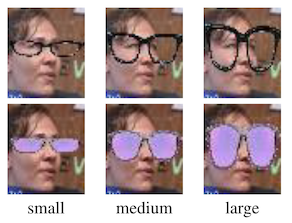 figure 4 from the last blog post's paper, showing a person with a large pair of purple sunglasses photoshopped onto their face