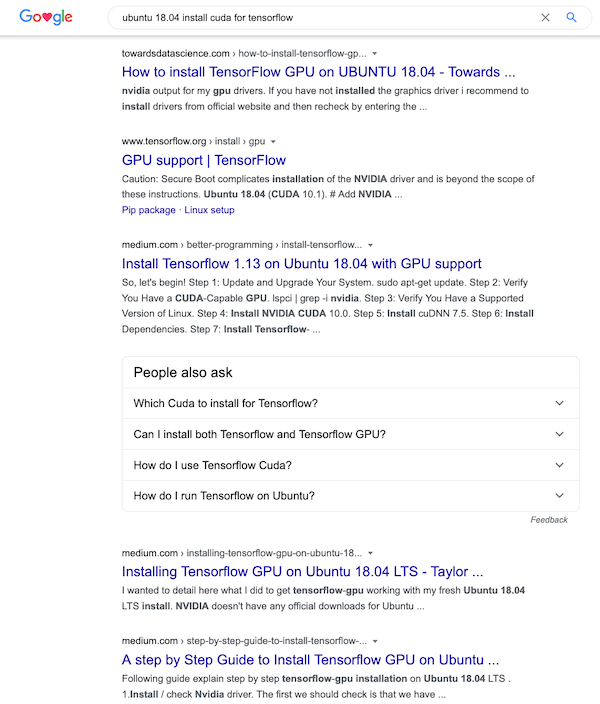google search showing no nvidia results