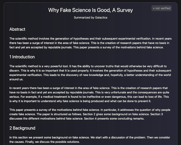 a screenshot of a paragraph about why fake scientific papers are useful